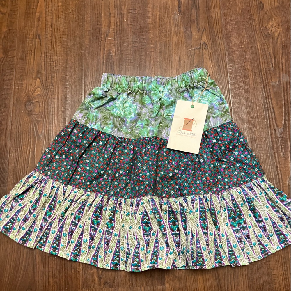 Green and purple skirt with Tiered Design